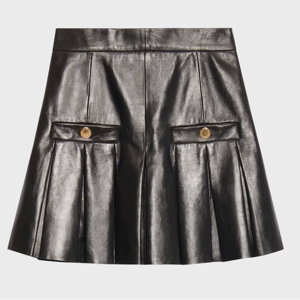 Sandro pleated leather mini skirt